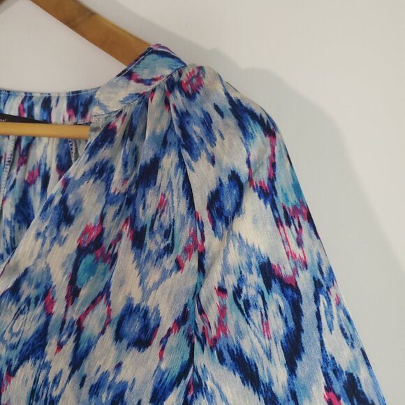 Hazel Hazel Hazel Top Medium Blue Abstract Ikat Boho Maximalist Popover Artsy - Picture 4 of 12